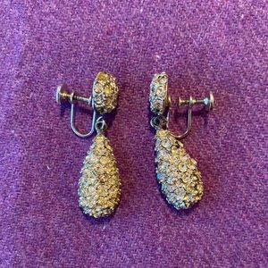 Vintage sparkly screw-on drop earrings